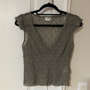 cotton on green mesh lace top